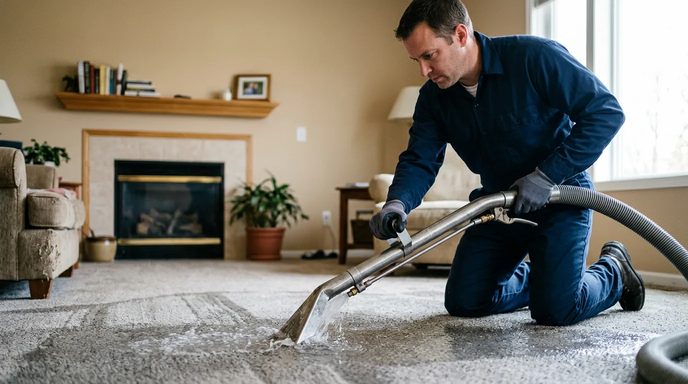 Water damage restoration technician working near Ponder, TX